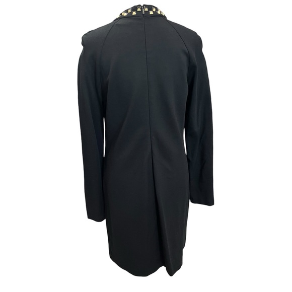 Trina Turk Black Studded Neck Long Sleeve Sheath Dress Size 8 - Picture 3 of 11